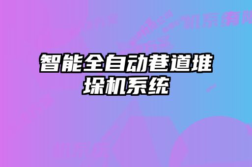 智能全自动巷道堆垛机系统