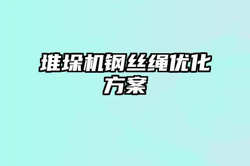 堆垛机钢丝绳优化方案