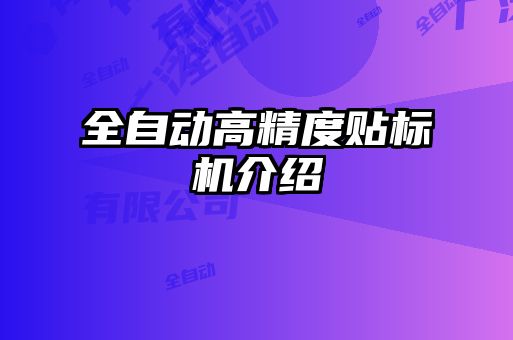 全自动高精度贴标机介绍