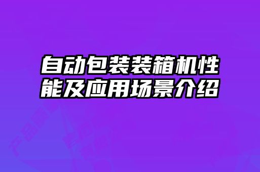 自动包装装箱机性能及应用场景介绍