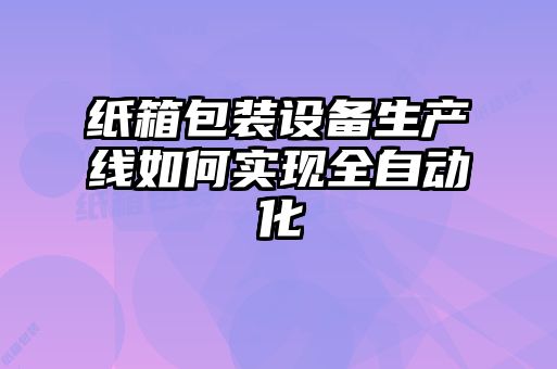 纸箱包装设备生产线如何实现全自动化