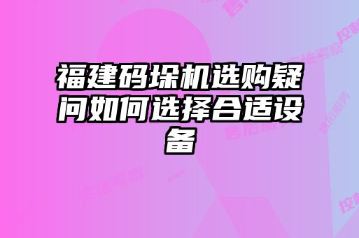 福建码垛机选购疑问如何选择合适设备