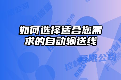 如何选择适合您需求的自动输送线