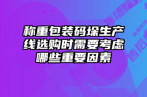 称重包装码垛生产线选购时需要考虑哪些重要因素