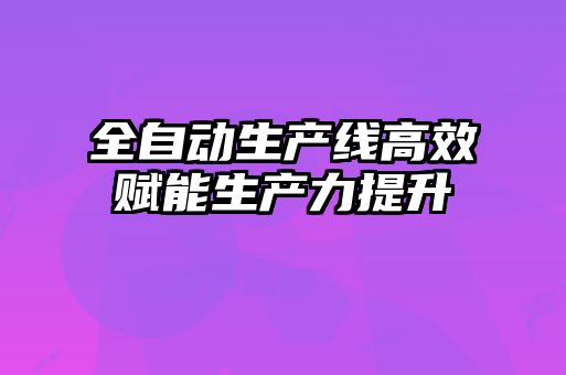 全自动生产线高效赋能生产力提升