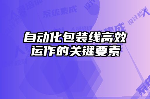 自动化包装线高效运作的关键要素