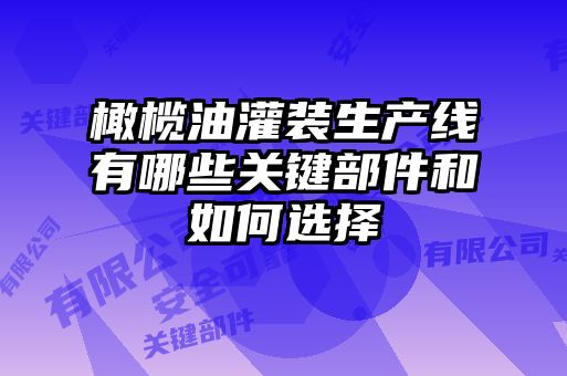 橄榄油灌装生产线有哪些关键部件和如何选择