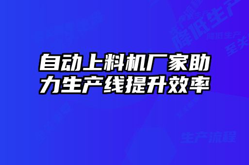 自动上料机厂家助力生产线提升效率