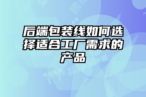 后端包装线如何选择适合工厂需求的产品