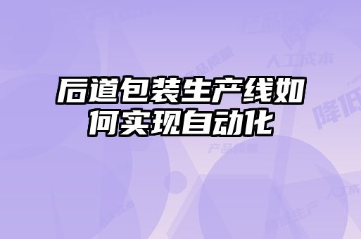 后道包装生产线如何实现自动化