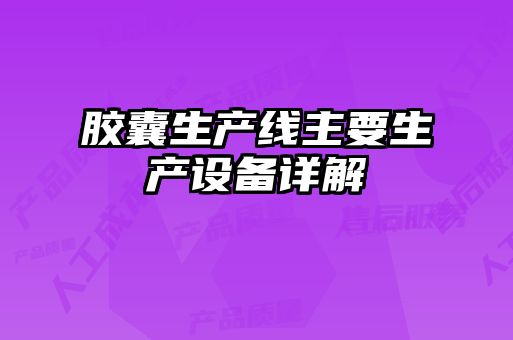 胶囊生产线主要生产设备详解