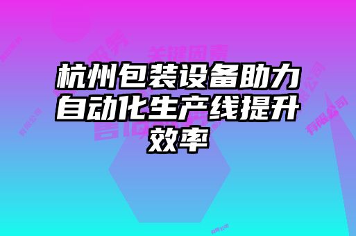 杭州包装设备助力自动化生产线提升效率