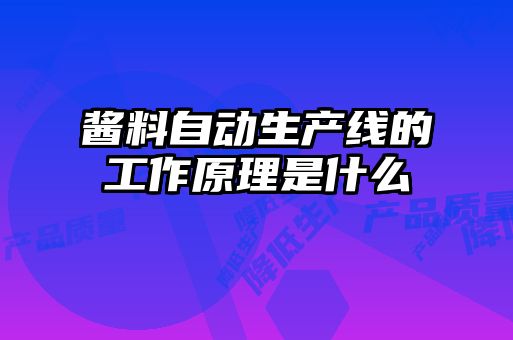 酱料自动生产线的工作原理是什么