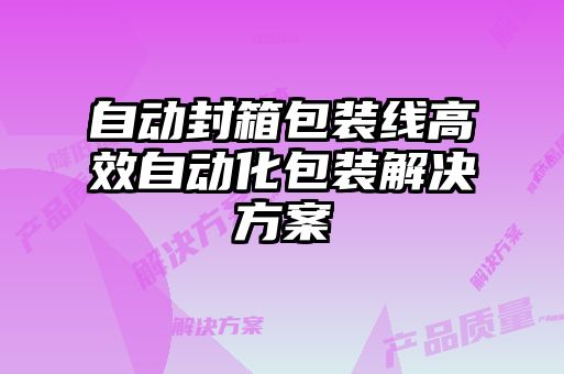 自动封箱包装线高效自动化包装解决方案