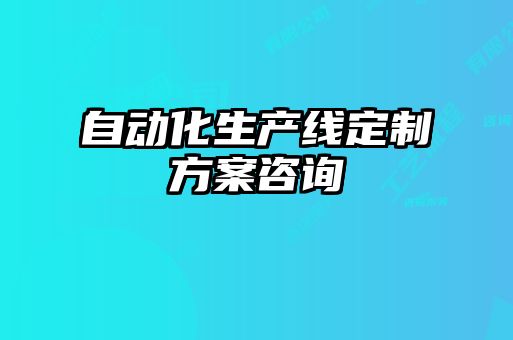 自动化生产线定制方案咨询