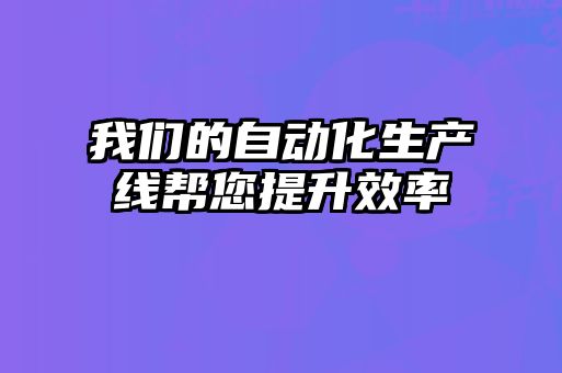 我们的自动化生产线帮您提升效率