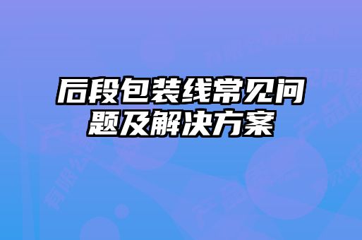 后段包装线常见问题及解决方案