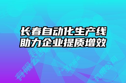 长春自动化生产线助力企业提质增效