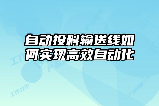 自动投料输送线如何实现高效自动化