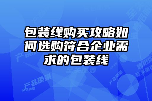 包装线购买攻略如何选购符合企业需求的包装线
