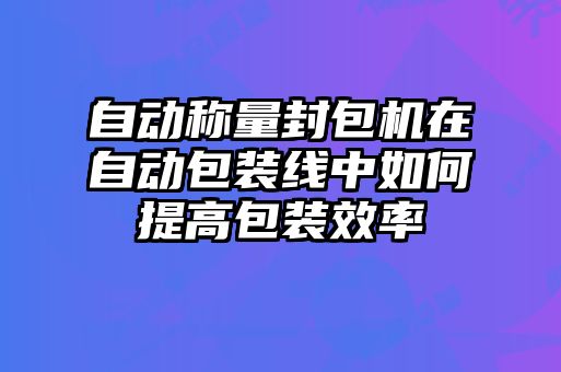 自动称量封包机在自动包装线中如何提高包装效率