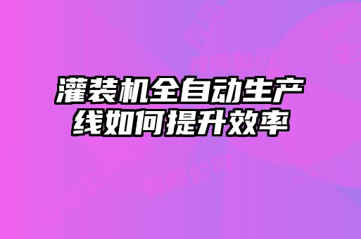 灌装机全自动生产线如何提升效率