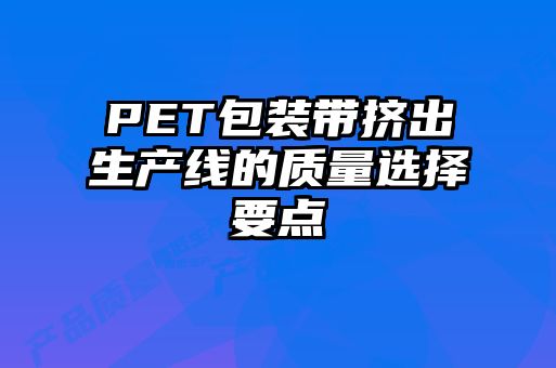 PET包装带挤出生产线的质量选择要点