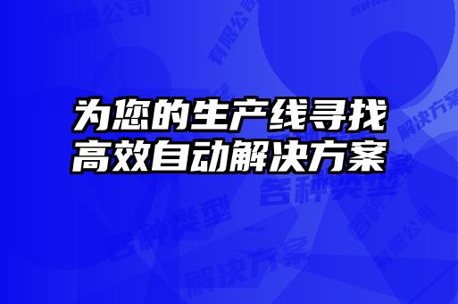 为您的生产线寻找高效自动解决方案