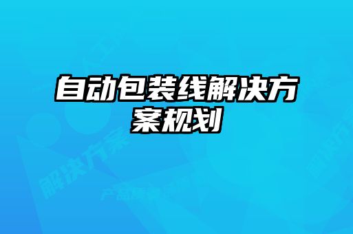 自动包装线解决方案规划
