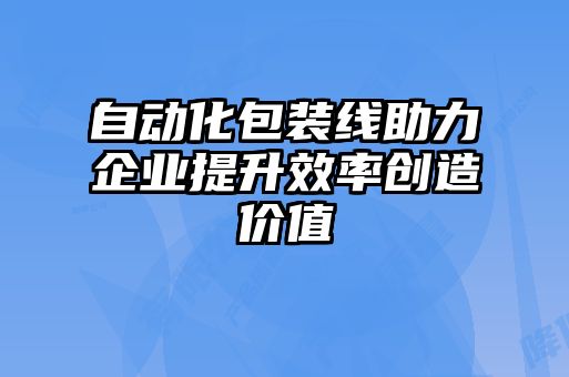 自动化包装线助力企业提升效率创造价值