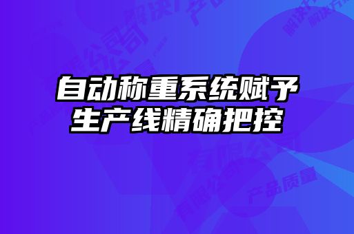 自动称重系统赋予生产线精确把控